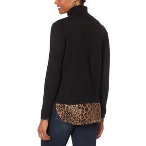 NWOT WE by Living in Yellow Mixed Media Turtleneck Chiffon Hem Sweater Sz S